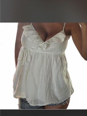 White Ruffle Wrap Front from Gap